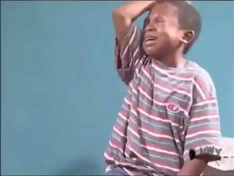 African Black Kid Crying with Knife Meme Video