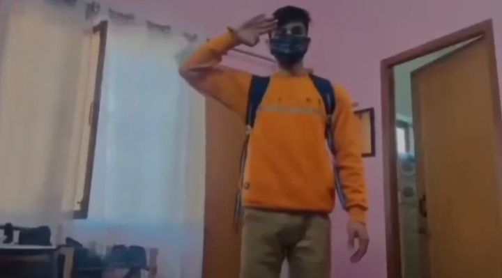 Boy saluting and leaving the room Meme Video